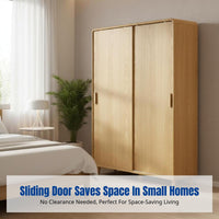 Sliding Door Wardrobe, Space-Saving Bedroom Closet, Multifunctional Storage, Layered Organizer, Modern Design for Small Apartments