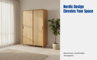 Sliding Door Wardrobe, Space-Saving Bedroom Closet, Multifunctional Storage, Layered Organizer, Modern Design for Small Apartments