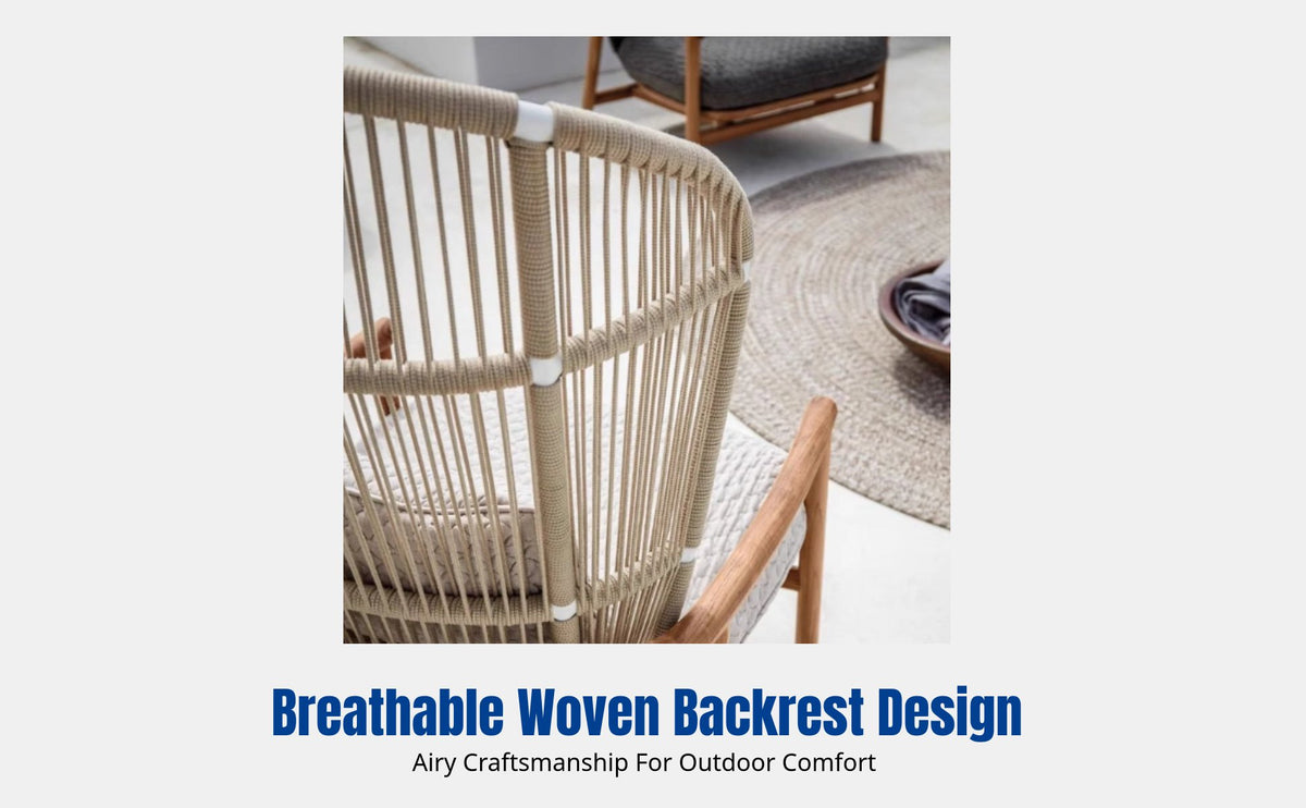 Outdoor Sturdy Wood Sofa, Waterproof Sun-Resistant Garden Furniture, Modern Minimalist Patio Rattan Chair for Villa Balcony