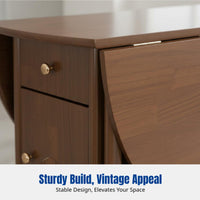 Hardwood Folding Dining Table and Chair Set, Space-Saving, Vintage Design, Storage, Round, Home, Apartment