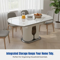 Sintered Stone Dining Table, Modern Multifunctional Extendable Table with Built-in Electric Warming Plate, Transformable Round Table, Home Furniture