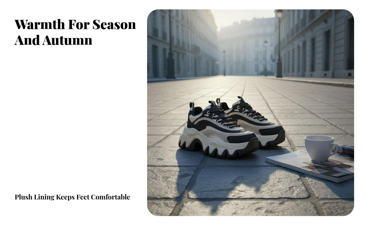 Chunky athletic shoes, Women's elevated Dad Shoes, Lace-Up Thick Sole, Autumn relaxed Sport Shoes, Plush Lining