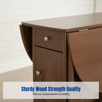 Hardwood Folding Dining Table Set, Space-Saving Round Table with Storage, Vintage Design for Small Apartments, Home, Restaurant
