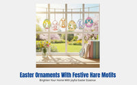Wooden Bunny Cutout Hanging, DIY Easter Oval Decoration, Hand-Painted Easter Craft Decor