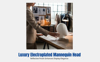 Mannequin Head, Electroplated Display Stand, Wig Holder, Unisex Hat Stand for Shop Display