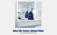 Silk-like Drawstring Bag, Navy Digital Print, Cosmetic Storage, Dustproof Pouch
