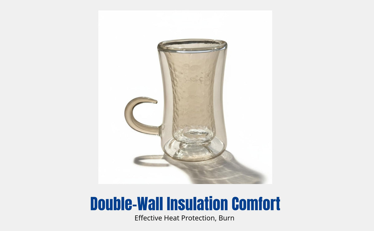 Arabic Tea Mug, Transparent Double Wall Glass, Heat Resistant, Turkish Design