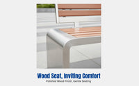 Stainless Steel Outdoor Bench, Modern Garden Chair, Long Bench for Square, Community
