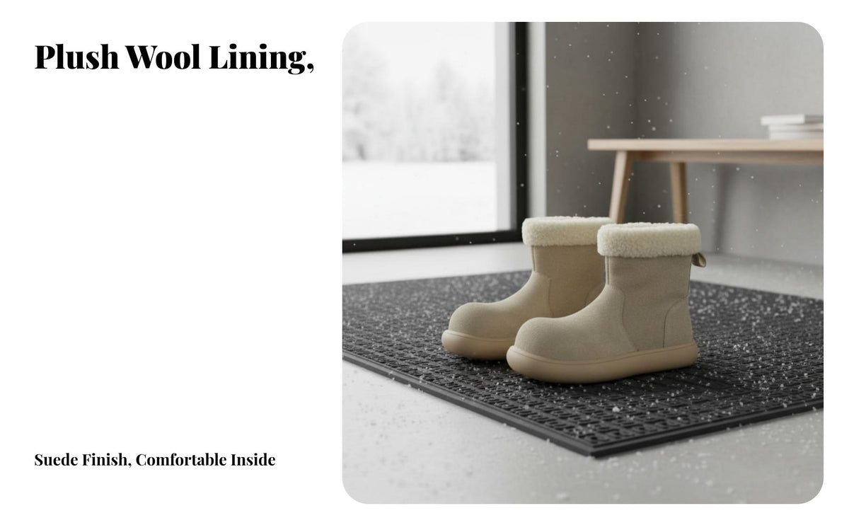 Suede Leather winter Boots, Fleece Lined, Anti-Slip, Round front, Cute Short Winter Boots for Women