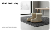 Suede Leather winter Boots, Fleece Lined, Anti-Slip, Round front, Cute Short Winter Boots for Women