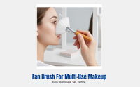 Fan Shaped Loose Powder Brush, Makeup Brush, Soft Synthetic Fiber, Accentuate & Sculpt, Setting, Portable Handle, Even Powder