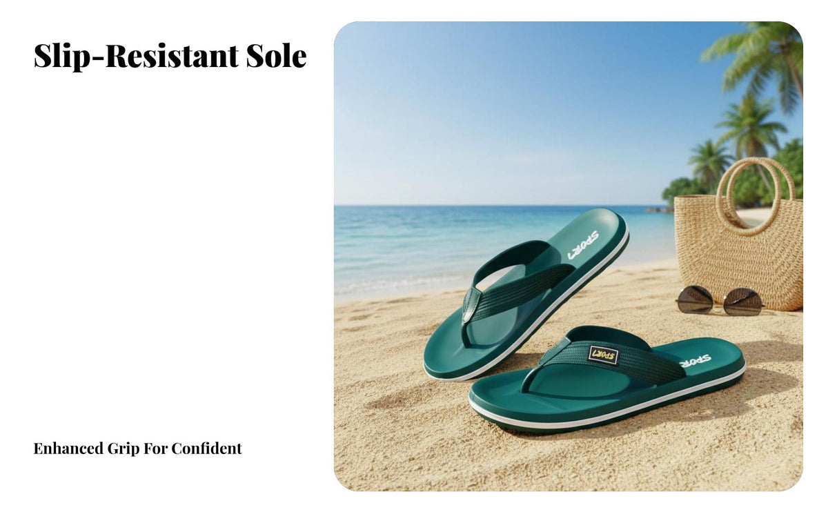 Men's Flip Flops, Summer Outdoor Non-Slip Thong Sandals, PVC Beach Slides