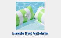 Inflatable Pool Lounge Chair, Foldable Striped Lounger, 4-Tube Water Chair, Beach & Pool Relaxation
