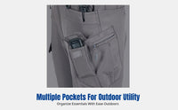 Men's Softshell Utility Pants, Nylon Blend, Fleece Lined, Windproof, Multi-Pocket, Outdoor Hiking, Skiing, Autumn Winter