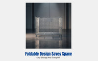 Warehouse Storage Cage, Foldable Metal Turnover Cage, Galvanized Iron Frame, Customizable, Heavy Duty, Large Capacity