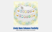 Easter Theme Tableware Set, Hare Oval Paper Plates, Kids Party Decoration Tablecloth