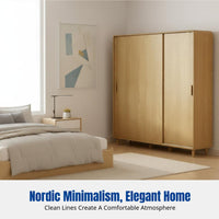 Sliding Door Wardrobe, Space-Saving Bedroom Storage, Multifunctional Organizer for Small Apartments, Adjustable Shelves, Modern Design