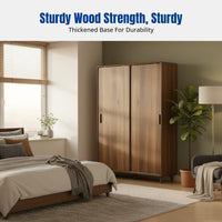 Sliding Door Wardrobe, Space-Saving Bedroom Storage, Multifunctional Organizer for Small Apartments, Adjustable Shelves, Modern Design