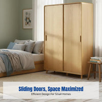 Sliding Door Wardrobe, Space-Saving Bedroom Storage, Multifunctional Organizer for Small Apartments, Adjustable Shelves, Modern Design