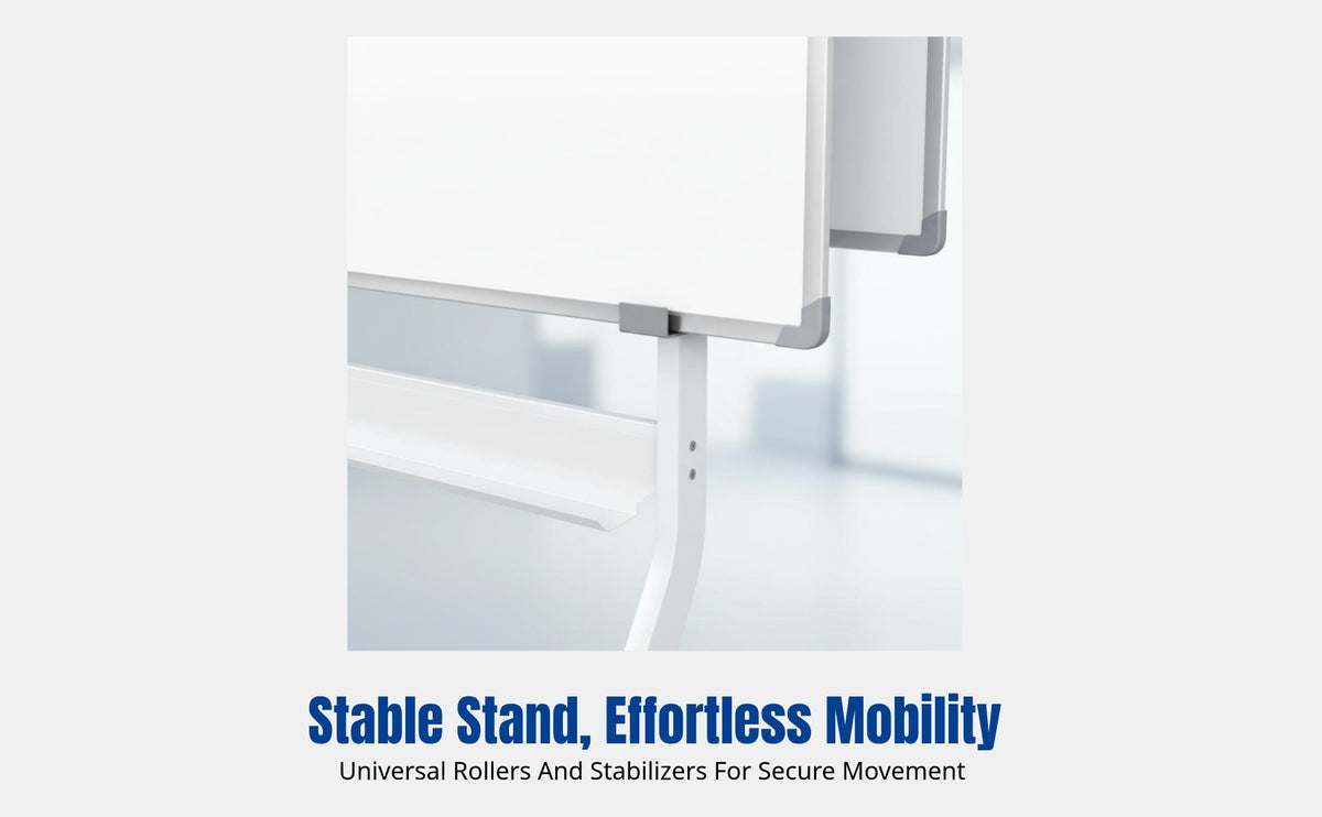 Double-Sided Writing Board, Stable Stand, Mobile Display, Office Teaching Training, Adjustable Height, Verdant/Pale Surface