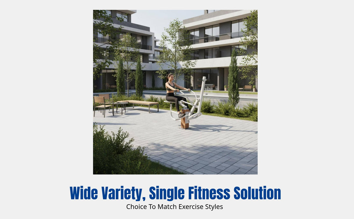 Open-Air Exercise Equipment, Official Standard, Iron & Wood Frame, Community Fitness Path, Full Body Training