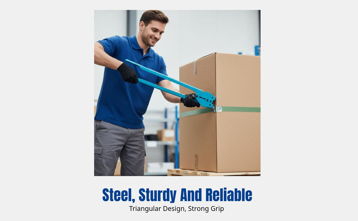 Manual Strapping Tool, PET Steel Band Tensioner, Sealer, Compatible with 13-19mm, Durable Steel Construction