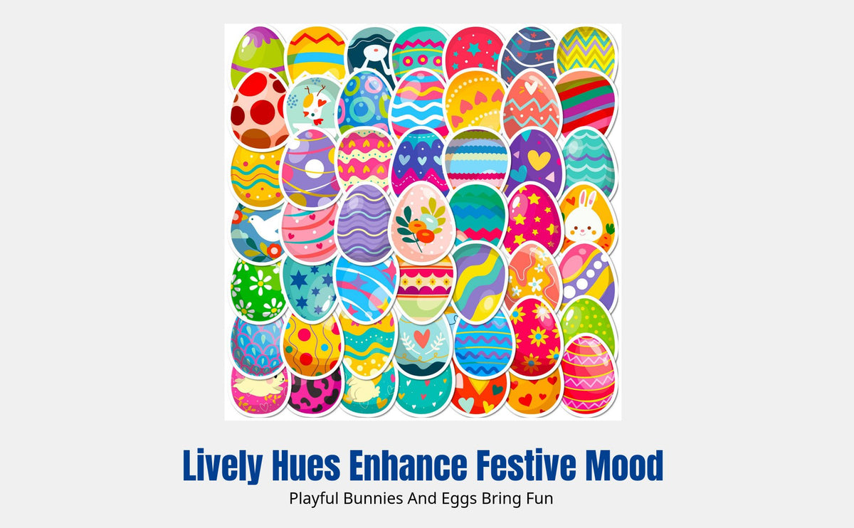 Easter Oval Sticker Set, Waterfowl Decals, Hare Elements, Party Decor, Random Designs