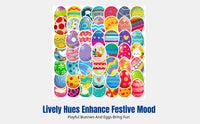 Easter Oval Sticker Set, Waterfowl Decals, Hare Elements, Party Decor, Random Designs