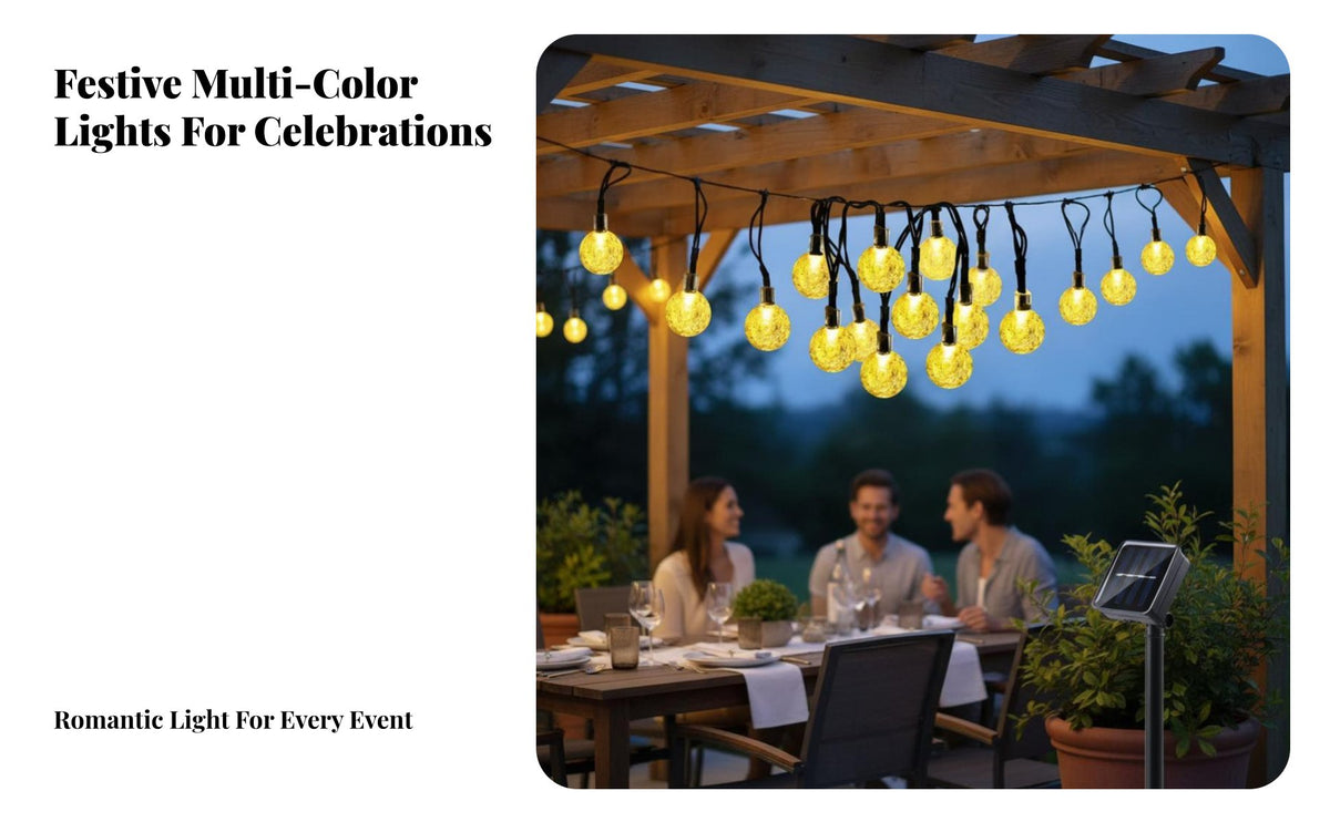 Solar Powered light-emitting diode Crystal sphere spherical Beads, Outdoor Fairy Lights for Christmas Decoration