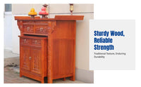 Hardwood Altar Table Set, Carved Worship Cabinet, Home Buddhist Table, Temple Offering Stand, Storage Drawers