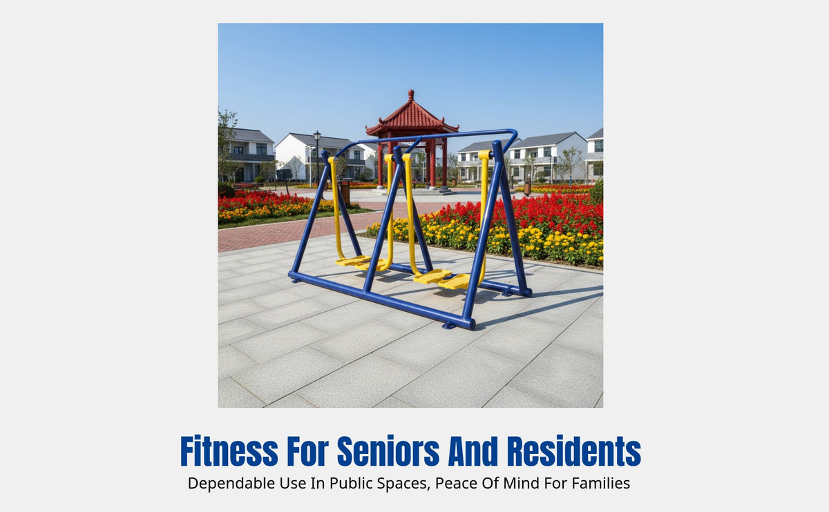 Outdoor Fitness Equipment, Community Park Exercise Trail Set, Stainless Steel, Senior, Public Square, Multi-Function Combo