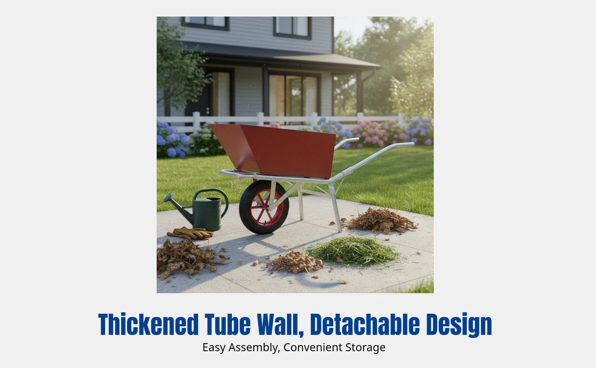 Wheelbarrow, Home Utility Cart, Dump Trolley, Lightweight Construction Handcart for Garbage, Sand, Renovation, Warehouse
