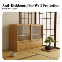 Nordic Hardwood Sideboard, Minimalist Buffet Cabinet, Multi-Functional Storage, Wall-Mounted for Living Room