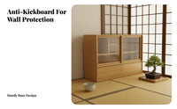 Nordic Hardwood Sideboard, Minimalist Buffet Cabinet, Multi-Functional Storage, Wall-Mounted for Living Room