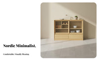Nordic Hardwood Sideboard, Minimalist Buffet Cabinet, Multi-Functional Storage, Wall-Mounted for Living Room