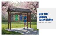 Antique Outdoor Waste Sorting Pavilion, 4-Compartment Recycling Station, Community Collection Point