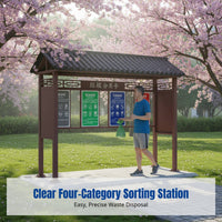Antique Outdoor Waste Sorting Pavilion, 4-Compartment Recycling Station, Community Collection Point