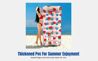 Strawberry Heart Inflatable Pool Float, Thick PVC, Breathable Holes, Summer Lounger
