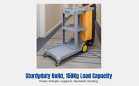 Multifunctional Cleaning Cart, Janitor Trolley, Hotel Utility Cart, Housekeeping Linen Cart, Heavy Duty, for Hotel, Hospital, Mall