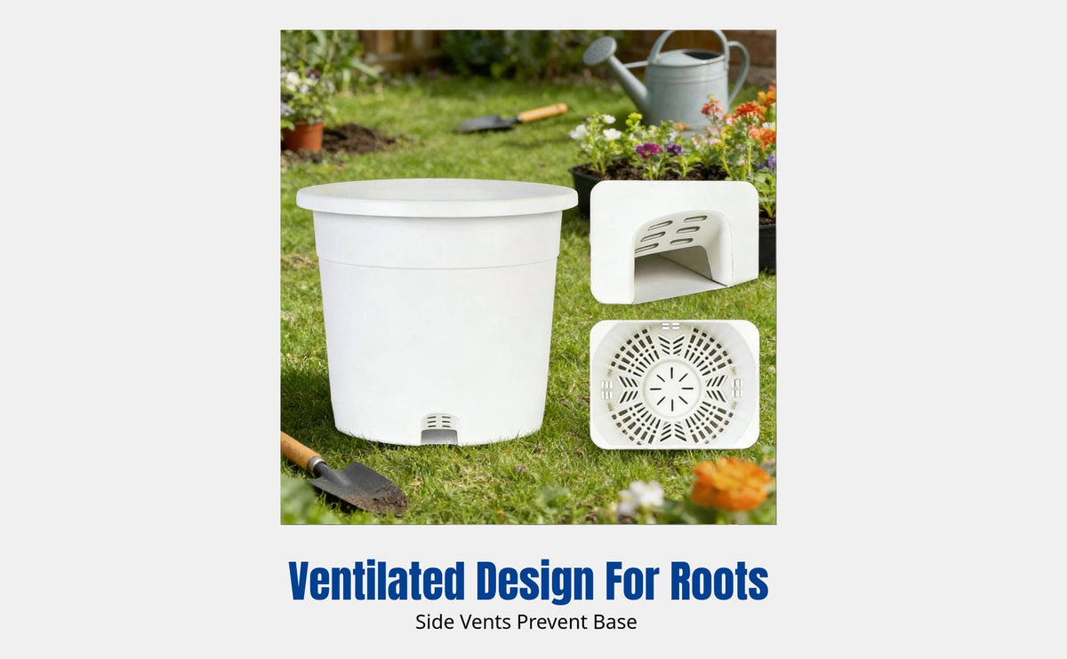Deep Resin Planter, Large Gallon Pot, Multi-Hole Drainage, Breathable, For Flowers and Greenery, Minimalist Design