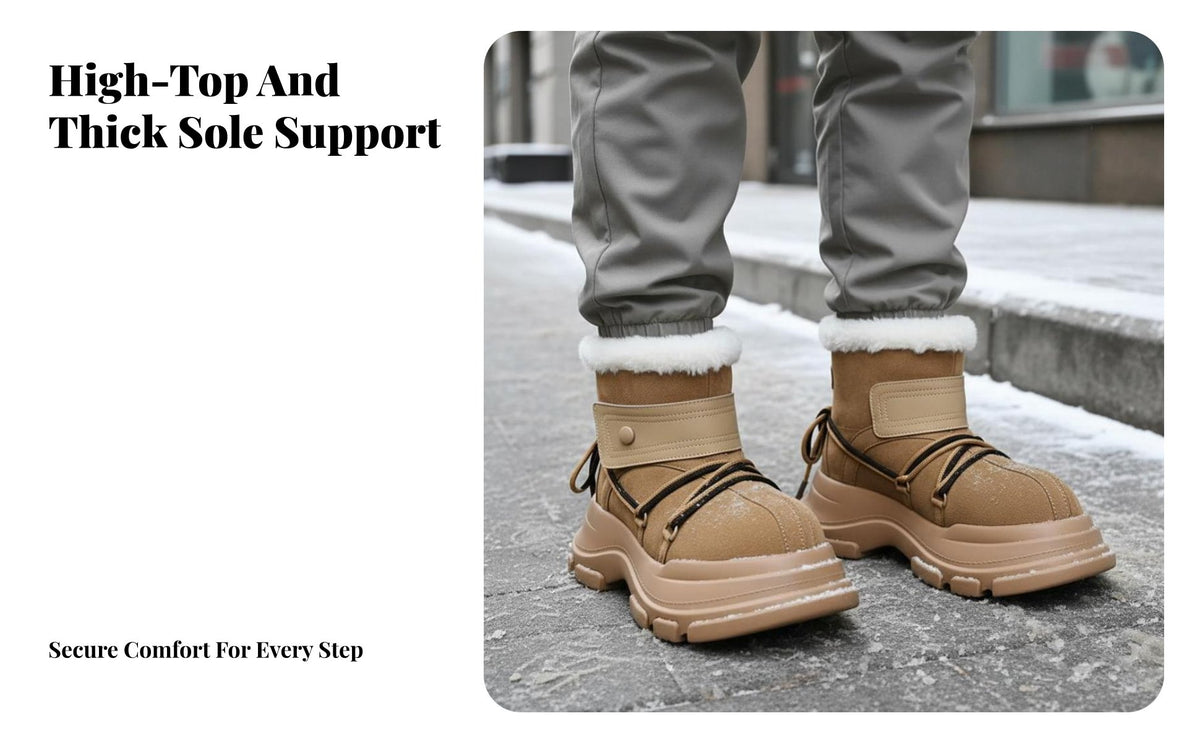 polar Bread winter Boots, Chunky front, Unisex Winter Plush Lined, Thick Sole, Warm High Top Shoes