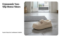 Waterproof house shoes, Winter Plush Indoor Shoes, Thick Sole, Slip-On, Warm Heel Cover