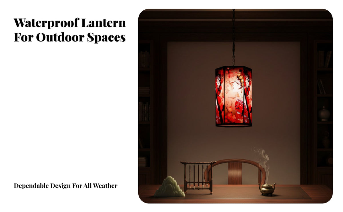 Chinese Hexagonal Lantern, Rectangular Hanging Light, Outdoor Waterproof Hanging for Restaurant Decoration, Oriental Design