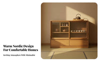 Nordic hardwood Wood Sideboard, Minimalist Storage Cabinet, Multi-Functional Buffet for Living Room