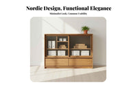 Nordic hardwood Wood Sideboard, Minimalist Storage Cabinet, Multi-Functional Buffet for Living Room