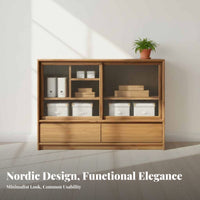 Nordic hardwood Wood Sideboard, Minimalist Storage Cabinet, Multi-Functional Buffet for Living Room