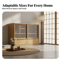 Nordic hardwood Wood Sideboard, Minimalist Storage Cabinet, Multi-Functional Buffet for Living Room