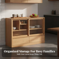Nordic hardwood Wood Sideboard, Minimalist Storage Cabinet, Multi-Functional Buffet for Living Room