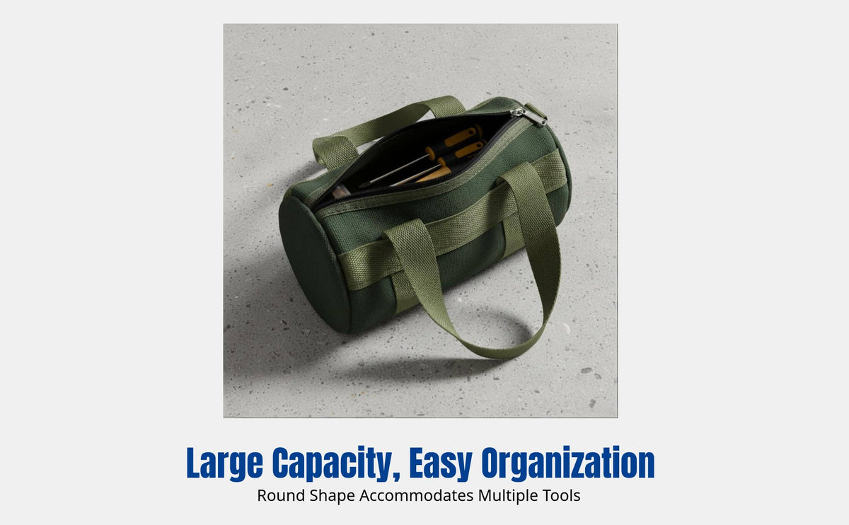 Canvas Tool Bag, Anti-Abrasion Round Organizer, Handheld Storage for Screwdrivers, Hammers, Hardware Tools