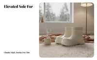 winter Boots Women Waterproof Anti-Slip, Fleece Lined elevated Clown Shoes, Japanese design Chunky foot